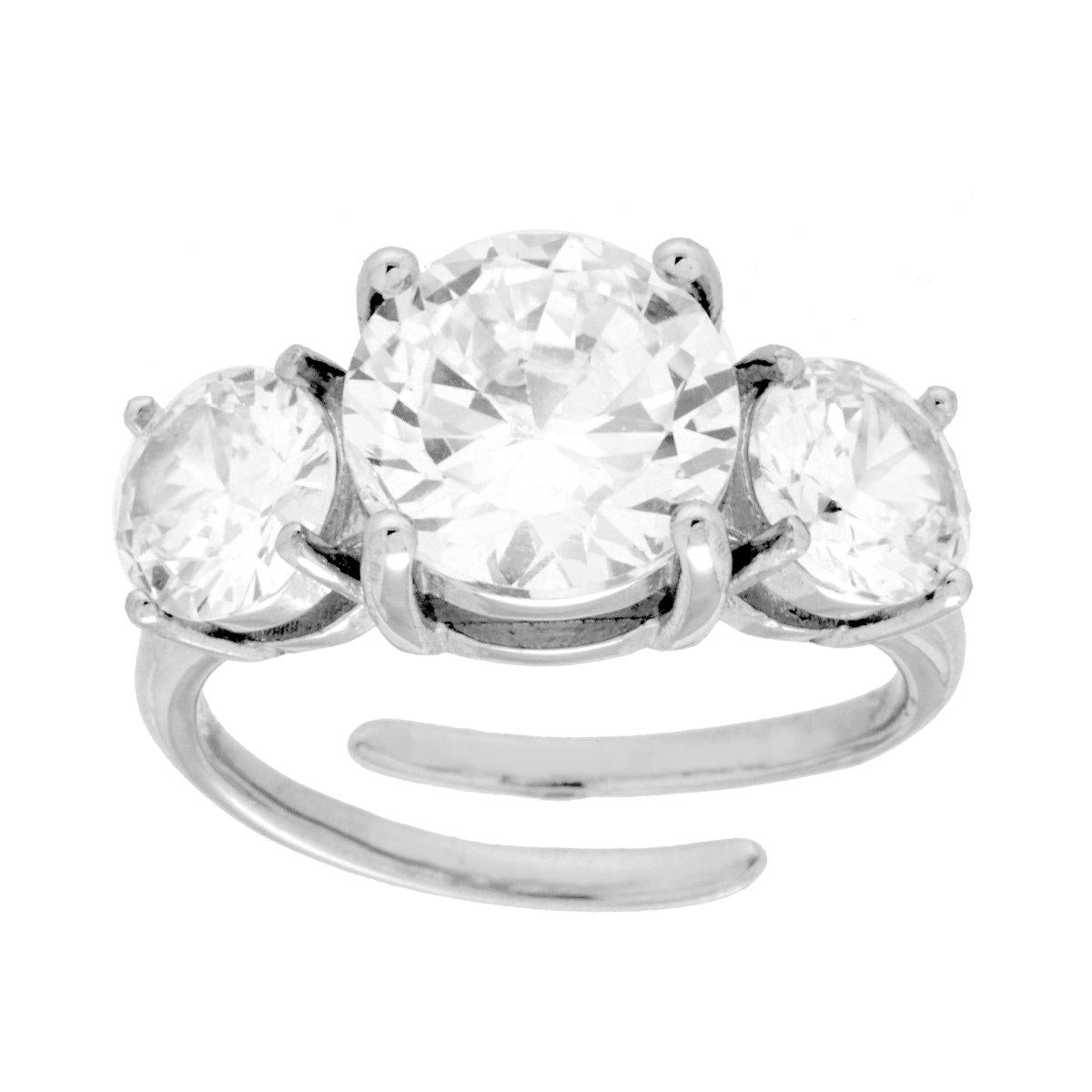 Anello Trilogy Regolabile – Crystal Bianchi Grandi