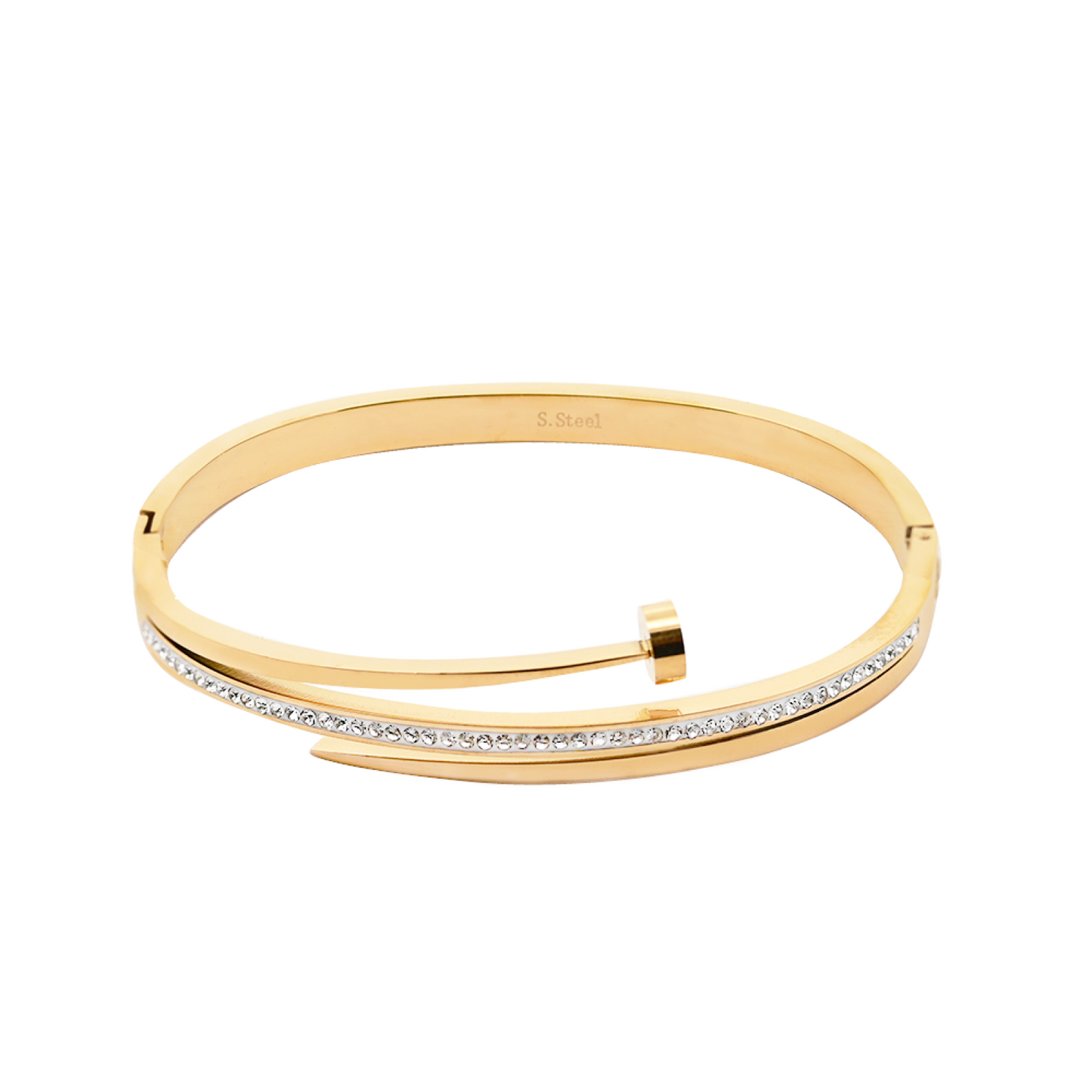 Bracciale Rigido Chiodo – Color Oro & Argento con Zirconi