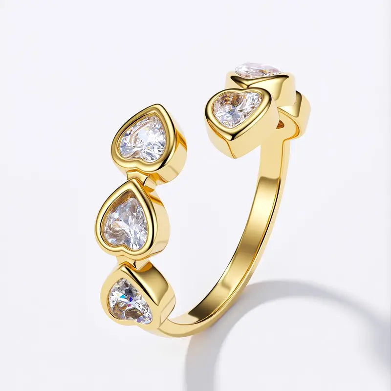 Anello regolabile Golden Hearts
