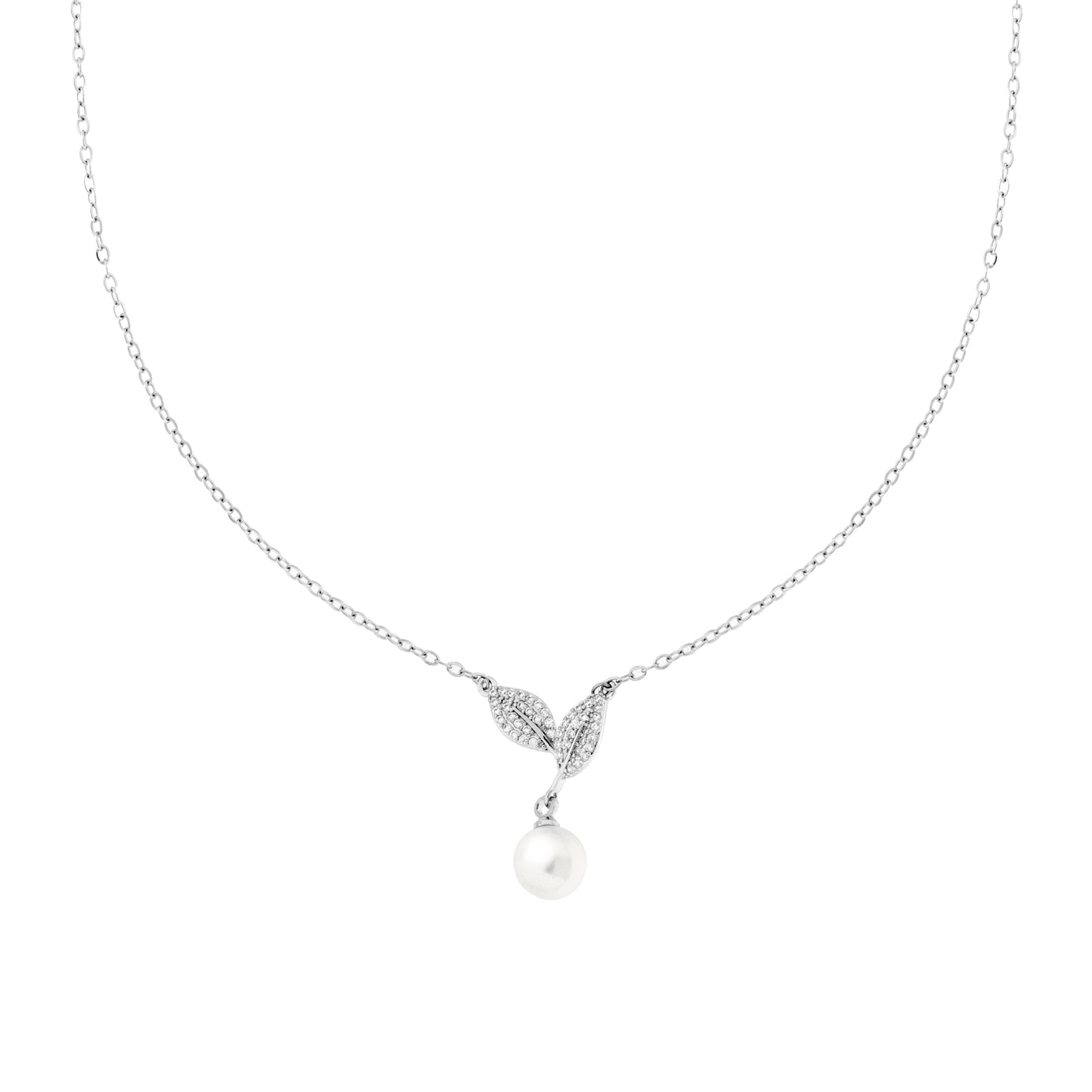 Collana Eden – Perla e Foglie Brillanti