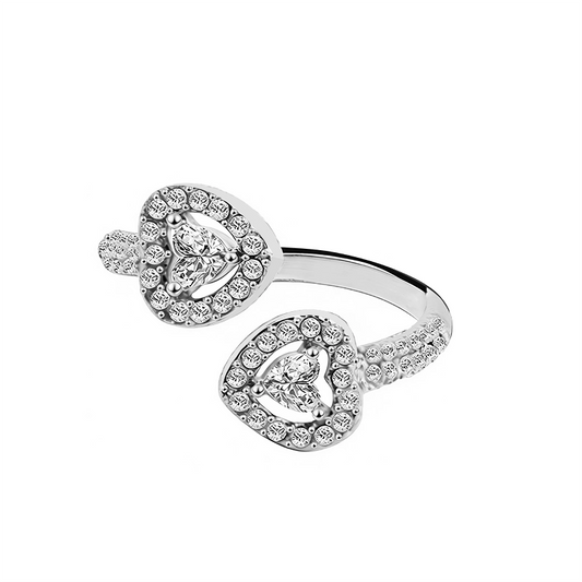 Anello Regolabile Due Cuori