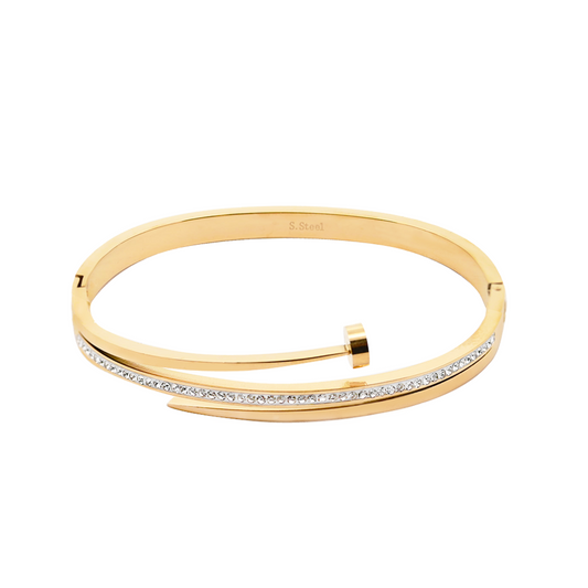 Bracciale Rigido Chiodo –  Color Oro & Argento con Zirconi