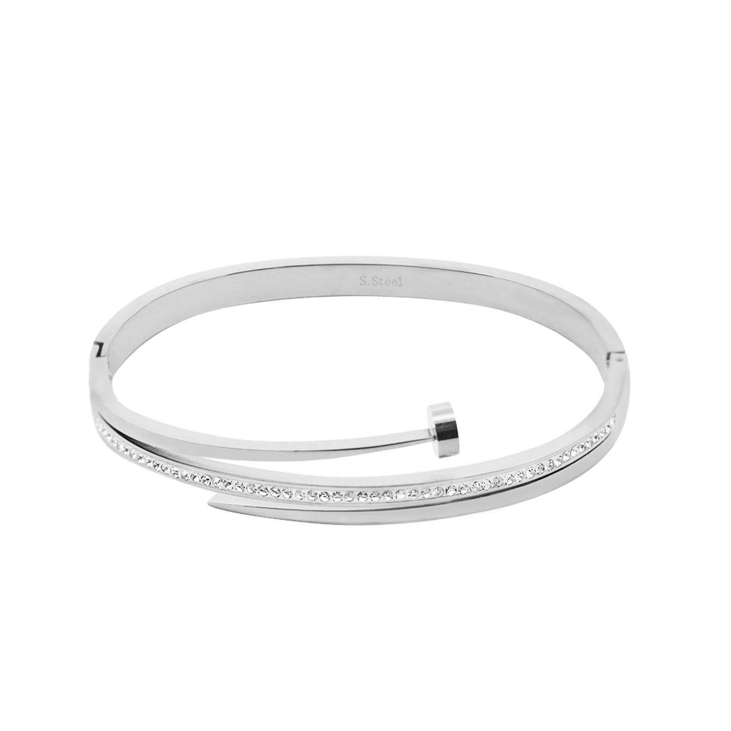 Bracciale Rigido Chiodo –  Color Oro & Argento con Zirconi